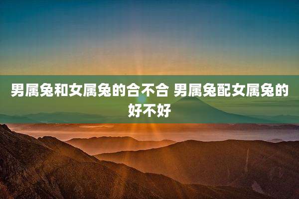 男属兔和女属兔的合不合 男属兔配女属兔的好不好