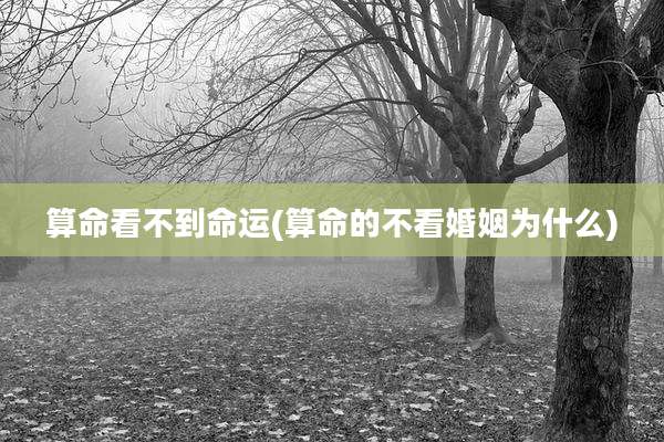 算命看不到命运(算命的不看婚姻为什么)