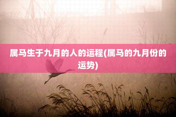 属马生于九月的人的运程(属马的九月份的运势)