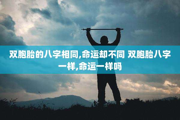 双胞胎的八字相同,命运却不同 双胞胎八字一样,命运一样吗