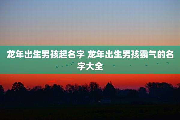 龙年出生男孩起名字 龙年出生男孩霸气的名字大全