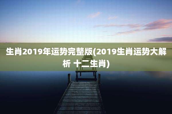 生肖2019年运势完整版(2019生肖运势大解析 十二生肖)