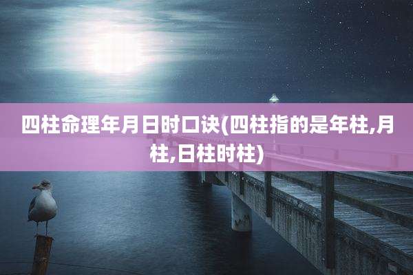 四柱命理年月日时口诀(四柱指的是年柱,月柱,日柱时柱)