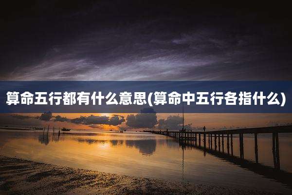 算命五行都有什么意思(算命中五行各指什么)