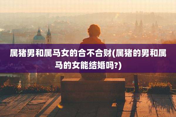 属猪男和属马女的合不合财(属猪的男和属马的女能结婚吗?)