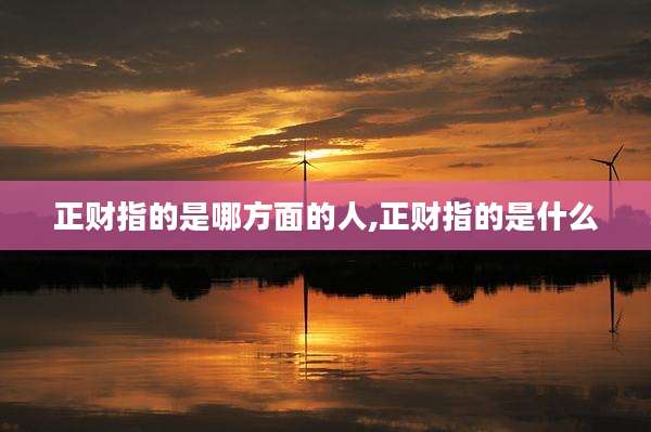 正财指的是哪方面的人,正财指的是什么