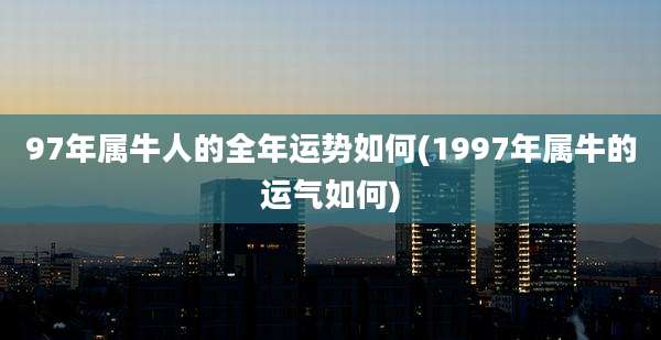 97年属牛人的全年运势如何(1997年属牛的运气如何)