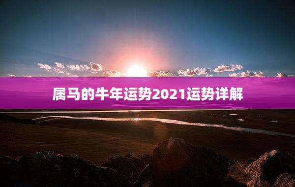 属马的牛年运势2021运势详解