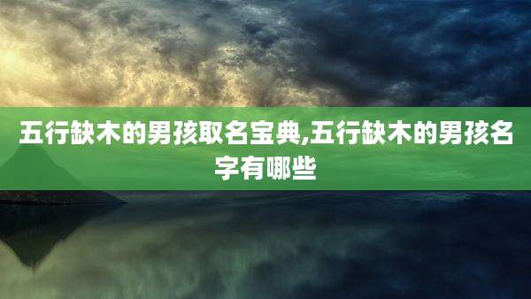 五行缺木的男孩取名宝典,五行缺木的男孩名字有哪些