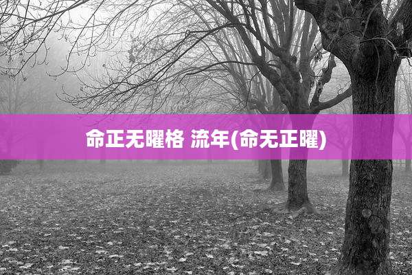 命正无曜格 流年(命无正曜)