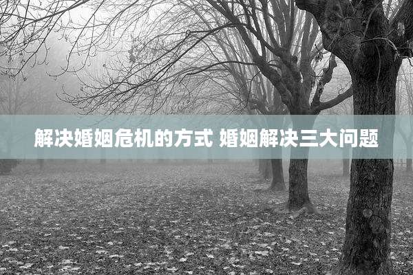 解决婚姻危机的方式 婚姻解决三大问题