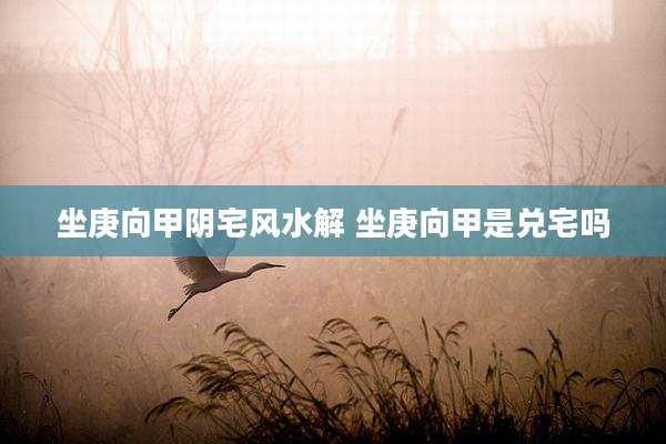 坐庚向甲阴宅风水解 坐庚向甲是兑宅吗