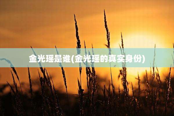 金光瑶是谁(金光瑶的真实身份)