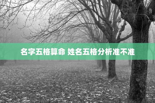 名字五格算命 姓名五格分析准不准