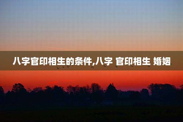 八字官印相生的条件,八字 官印相生 婚姻