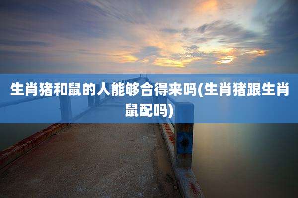 生肖猪和鼠的人能够合得来吗(生肖猪跟生肖鼠配吗)