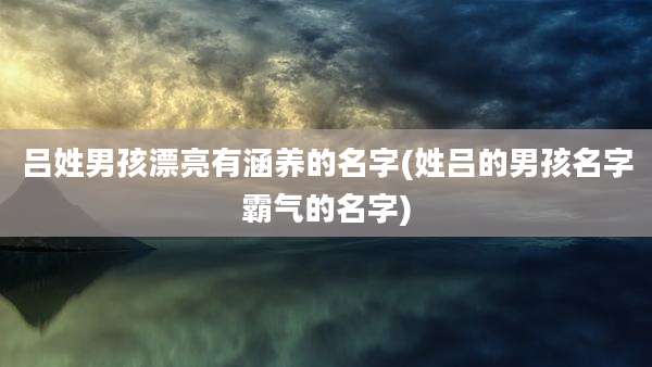 吕姓男孩漂亮有涵养的名字(姓吕的男孩名字霸气的名字)