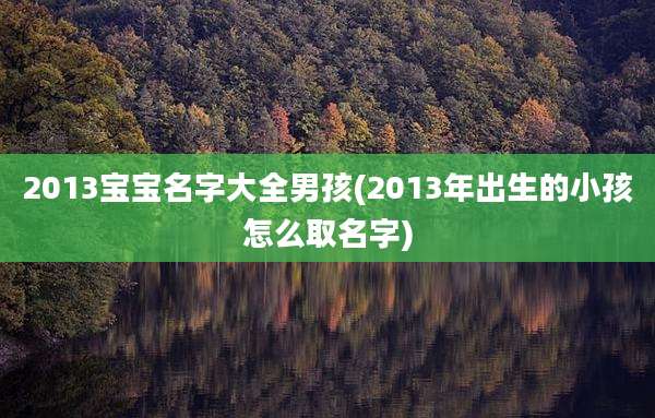 2013宝宝名字大全男孩(2013年出生的小孩怎么取名字)