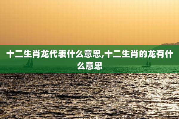 十二生肖龙代表什么意思,十二生肖的龙有什么意思