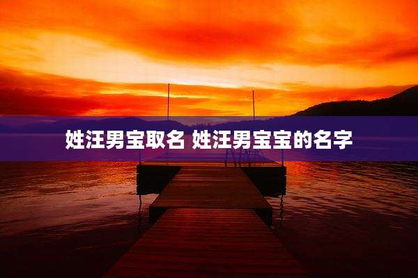 姓汪男宝取名 姓汪男宝宝的名字