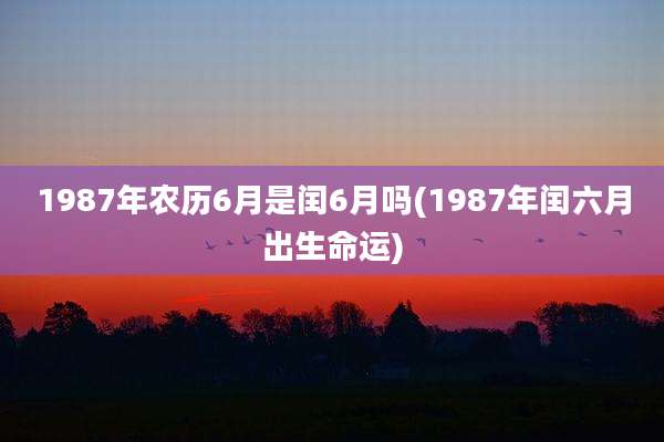 1987年农历6月是闰6月吗(1987年闰六月出生命运)