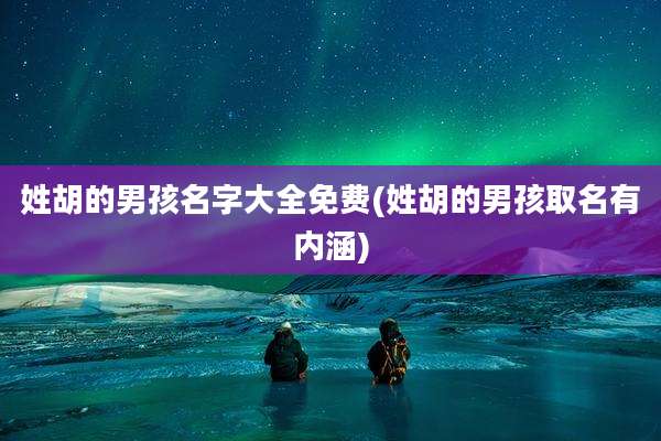 姓胡的男孩名字大全免费(姓胡的男孩取名有内涵)