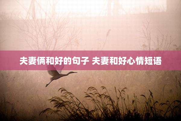 夫妻俩和好的句子 夫妻和好心情短语