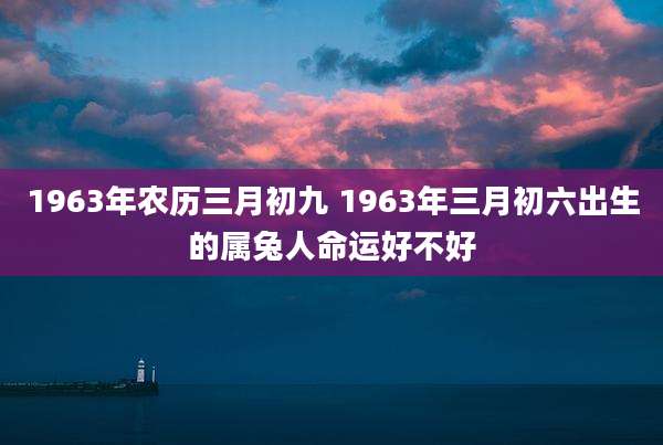 1963年农历三月初九 1963年三月初六出生的属兔人命运好不好