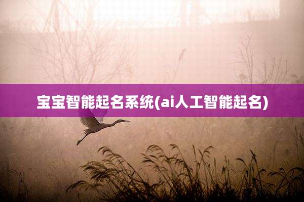 宝宝智能起名系统(ai人工智能起名)