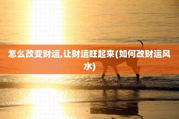 怎么改变财运,让财运旺起来(如何改财运风水)