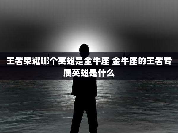 王者荣耀哪个英雄是金牛座 金牛座的王者专属英雄是什么