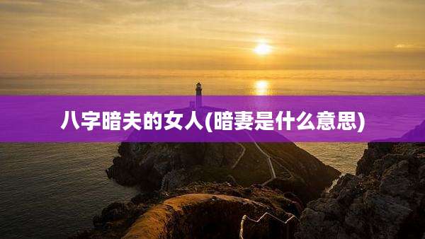 八字暗夫的女人(暗妻是什么意思)