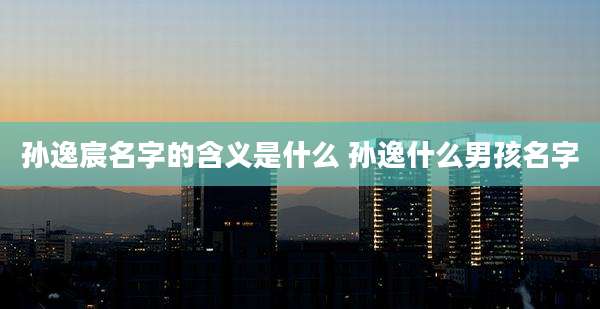 孙逸宸名字的含义是什么 孙逸什么男孩名字