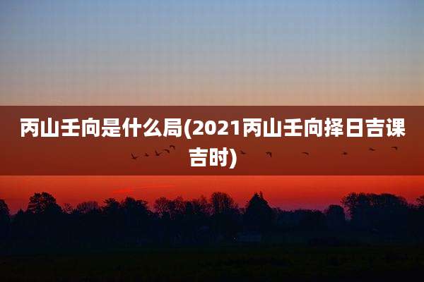 丙山壬向是什么局(2021丙山壬向择日吉课吉时)
