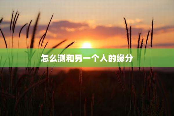怎么测和另一个人的缘分
