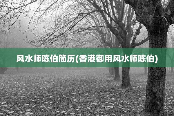 风水师陈伯简历(香港御用风水师陈伯)