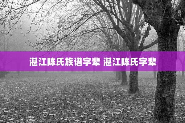 湛江陈氏族谱字辈 湛江陈氏字辈