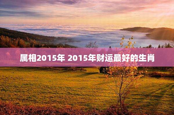 属相2015年 2015年财运最好的生肖