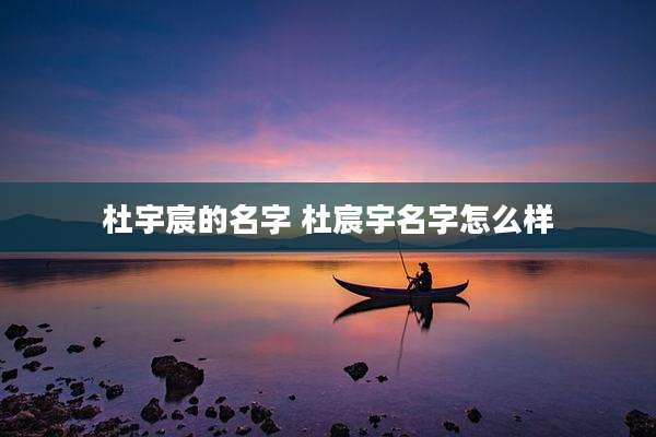 杜宇宸的名字 杜宸宇名字怎么样