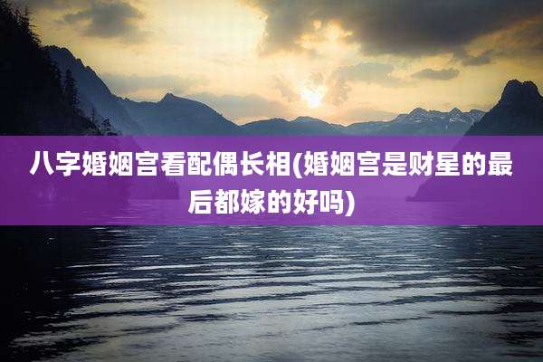 八字婚姻宫看配偶长相(婚姻宫是财星的最后都嫁的好吗)