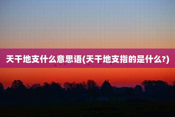 天干地支什么意思语(天干地支指的是什么?)