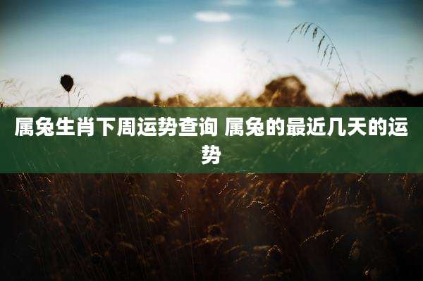 属兔生肖下周运势查询 属兔的最近几天的运势