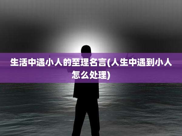 生活中遇小人的至理名言(人生中遇到小人怎么处理)