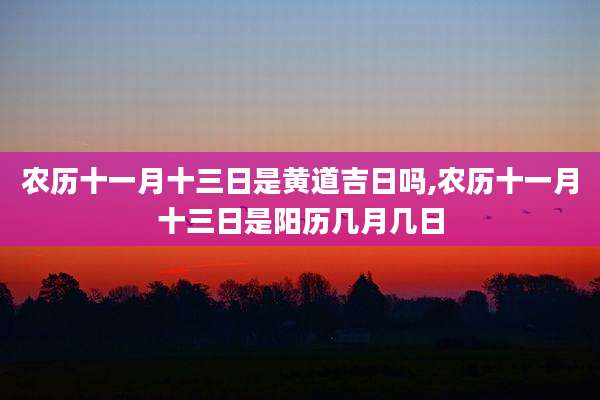 农历十一月十三日是黄道吉日吗,农历十一月十三日是阳历几月几日