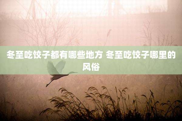 冬至吃饺子都有哪些地方 冬至吃饺子哪里的风俗