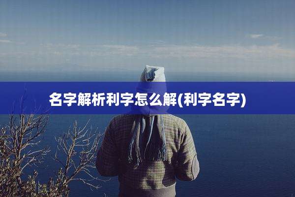 名字解析利字怎么解(利字名字)