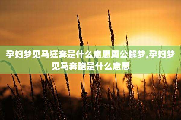 孕妇梦见马狂奔是什么意思周公解梦,孕妇梦见马奔跑是什么意思
