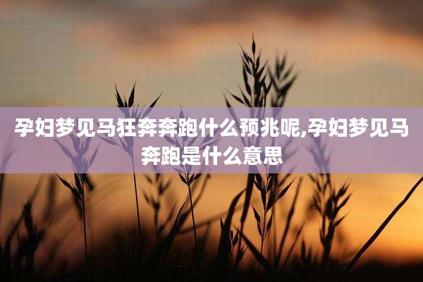 孕妇梦见马狂奔奔跑什么预兆呢,孕妇梦见马奔跑是什么意思