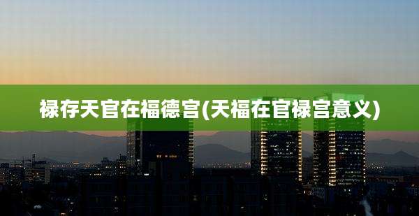 禄存天官在福德宫(天福在官禄宫意义)