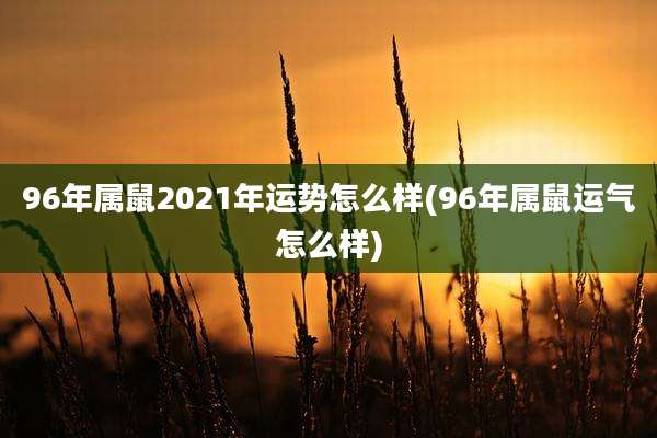 96年属鼠2021年运势怎么样(96年属鼠运气怎么样)